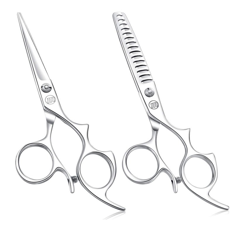 Moontay 6.0" Hair Cutting Shears Set with Large Finger Holes, Professional Barber Stylist Texturizing Shears, Salon Hair Cutting Scissors, 440C Japanese Stainless Steel, Silver - Image 1